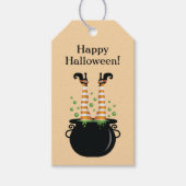 Oranje heksenpoten in heksenbrouwsel Happy Hallowe Cadeaulabel (Voorkant)