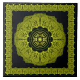Oranje helder fractal omlijst patroon tegeltje