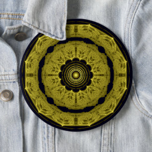 Oranje helder rond fractal ornament ronde button 6,0 cm
