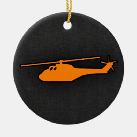 Oranje helikopter keramisch ornament (Voorkant)