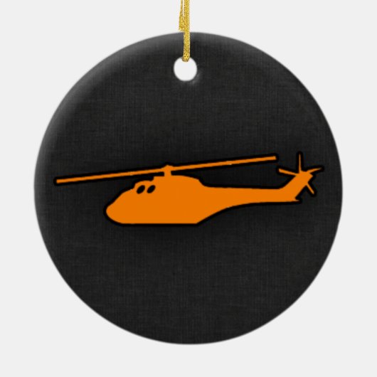 Oranje helikopter keramisch ornament (Achterkant)