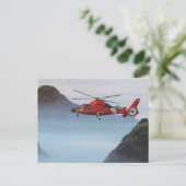 Oranje helikopter voor de kustwacht briefkaart (Staand voorkant)