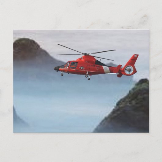 Oranje helikopter voor de kustwacht briefkaart (Voorkant)