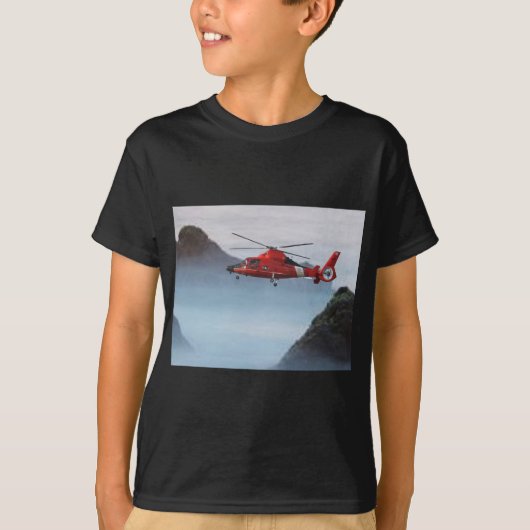 Oranje helikopter voor de kustwacht t-shirt (Voorkant)
