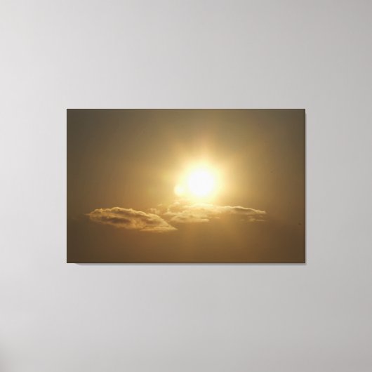 Oranje hemel met zon en wolken canvas afdruk (Voorkant)