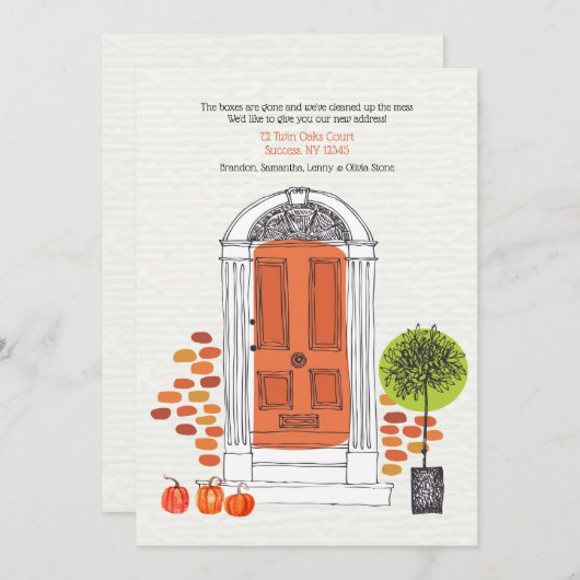 Oranje Herfst Bewegingsaankondiging Kaart (Voorkant / Achterkant)