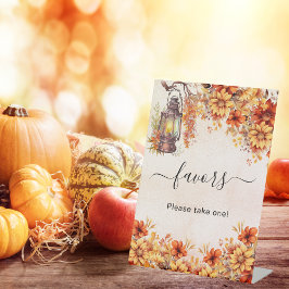 Oranje herfst bloemen partij gunst reclamebord met voetstuk