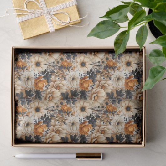  Oranje Herfst Bloemen Tissuepapier (Geschenk)