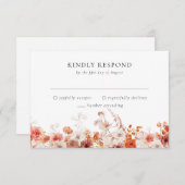 Oranje Herfst bloemenbruiloft RSVP Kaartje (Voorkant / Achterkant)