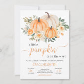 Oranje Herfst Bloemige Pompoen Kaart (Voorkant)