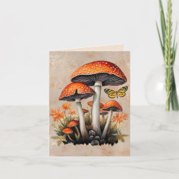 Oranje herfst bos paddenstoelen notitiekaartje