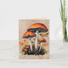 Oranje herfst bos paddenstoelen notitiekaartje
