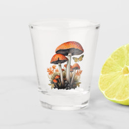 Oranje herfst bos paddenstoelen shot glas