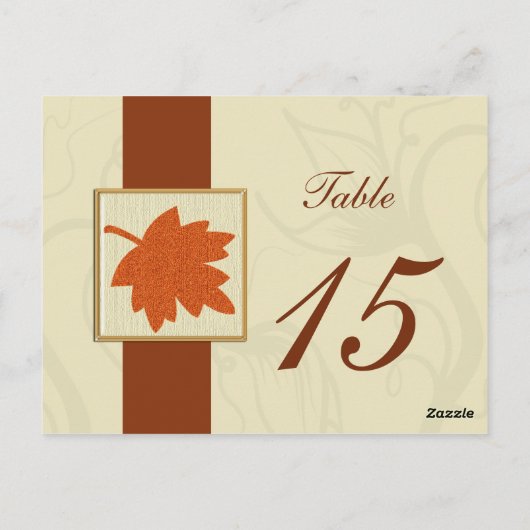 oranje herfst bruiloft tafel nummers briefkaarten (Achterkant)