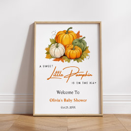 Oranje Herfst Een beetje pompoen Baby shower Welko Poster