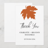 Oranje Herfst Esdoornblad Trouw Dank Je  Bedankkaart (Voorkant / Achterkant)