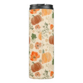 Oranje Herfst Faux Glitter Pompoenen Naam Thermosbeker (Achterkant)