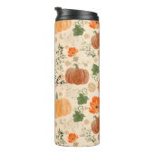 Oranje Herfst Faux Glitter Pompoenen Naam Thermosbeker (Geroteerd rechts)