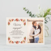 Oranje Herfst Floral Foto Verloving aankondiging (Staand voorkant)