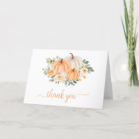 Oranje Herfst Floral Pumpkin Dank u kaart