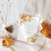 Oranje Herfst Flowers Border Weddenschap Kaart