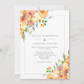 Oranje Herfst Flowers Border Weddenschap Kaart (Voorkant)