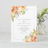 Oranje Herfst Flowers Border Weddenschap Kaart (Staand voorkant)