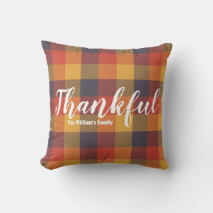 Oranje herfst geruite tartan landelijke boerderij kussen