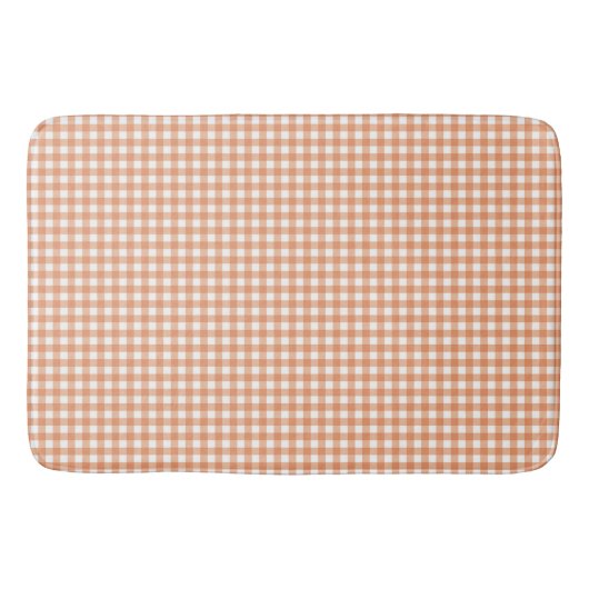 Oranje herfst gingham rasterpatroon badmat (Voorkant)