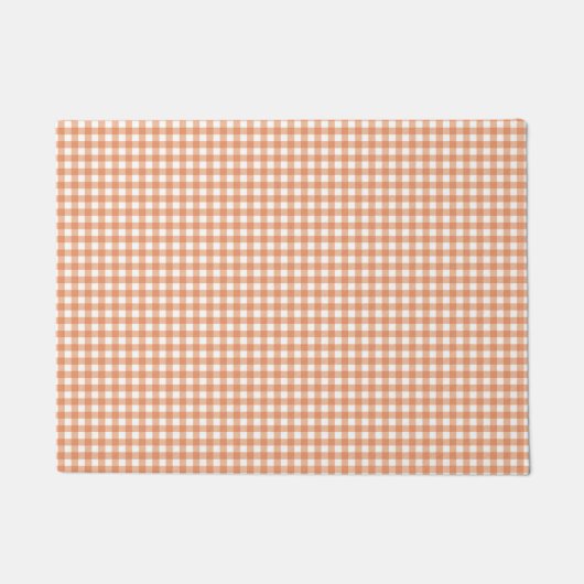 Oranje herfst gingham rasterpatroon deurmat (Voorkant)