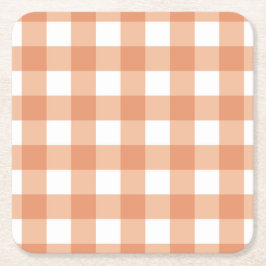 Oranje herfst gingham rasterpatroon kartonnen onderzetters