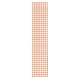 Oranje herfst gingham rasterpatroon korte tafelloper