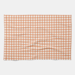 Oranje herfst gingham rasterpatroon theedoek
