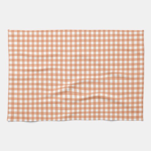 Oranje herfst gingham rasterpatroon theedoek (Horizontaal)