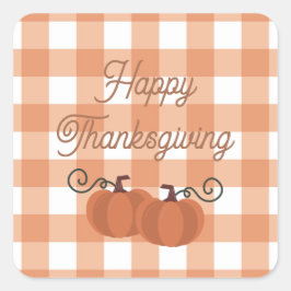 Oranje herfst gingham rasterpatroon vierkante sticker