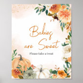 Oranje Herfst Herfst Bloemen Pompoen Baby's zijn S Poster (Voorkant)