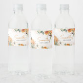 Oranje herfst Herfst bloemenpompoen Baby shower Waterfles Etiket (Flessen)