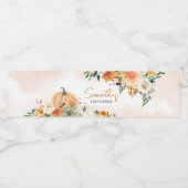 Oranje herfst Herfst bloemenpompoen Baby shower Waterfles Etiket (Enkel label)