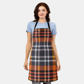 Oranje Herfst Herfst Halloween Thanksgiving Plaid Schort (Gedragen)