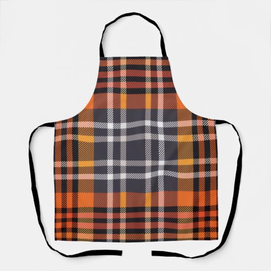Oranje Herfst Herfst Halloween Thanksgiving Plaid Schort (Voorkant)