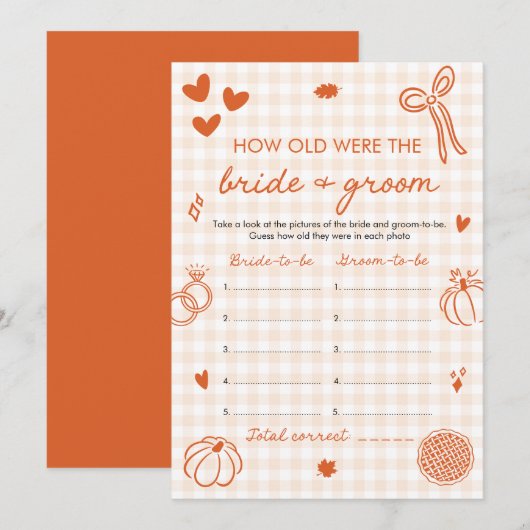 Oranje Herfst Hoe Oud Waren De Bruid & Bruidegom S Kaart (Voorkant / Achterkant)