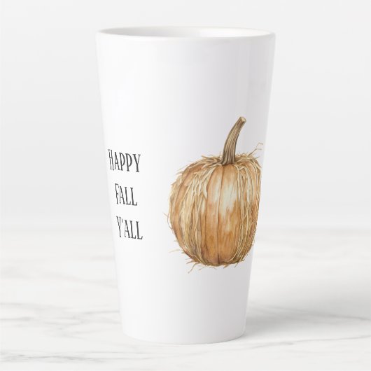 Oranje Herfst Hooipompoen Latte Mok (Voorkant)