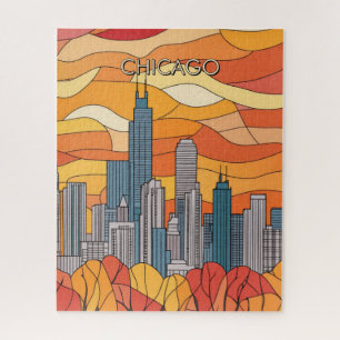 Oranje herfst in Chicago Reizen Legpuzzel