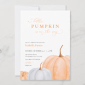 Oranje Herfst Kleine Pompoen Baby shower Uitnodigi Kaart (Voorkant)