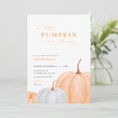 Oranje Herfst Kleine Pompoen Baby shower Uitnodigi Kaart (Staand voorkant)
