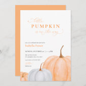 Oranje Herfst Kleine Pompoen Baby shower Uitnodigi Kaart (Voorkant / Achterkant)