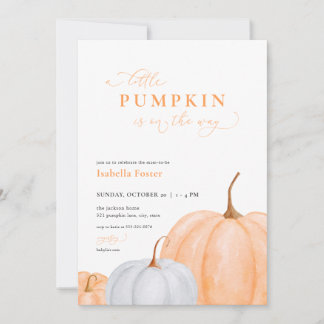 Oranje Herfst Kleine Pompoen Baby shower Uitnodigi Kaart