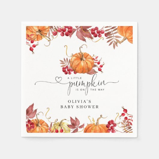 Oranje herfst kleine pompoen is onderweg servet (Voorkant)