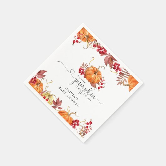 Oranje herfst kleine pompoen is onderweg servet (Hoek)