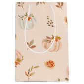 Oranje herfst kleine pompoenen verjaardag medium cadeauzakje (Voorkant)